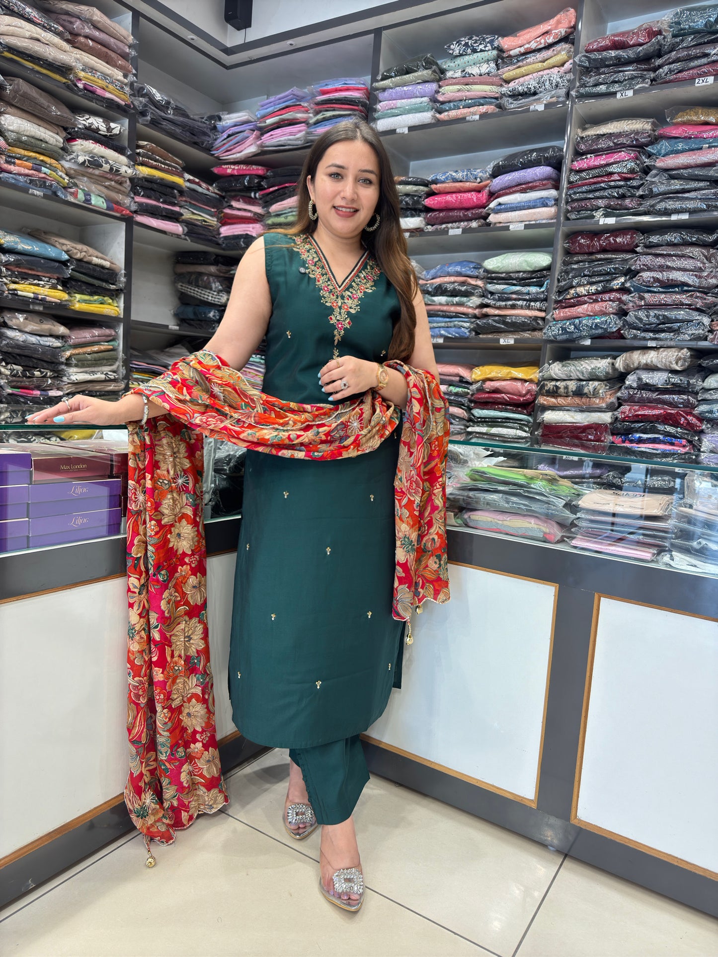 Zaiba Partywear Muslin Ensemble 🥰