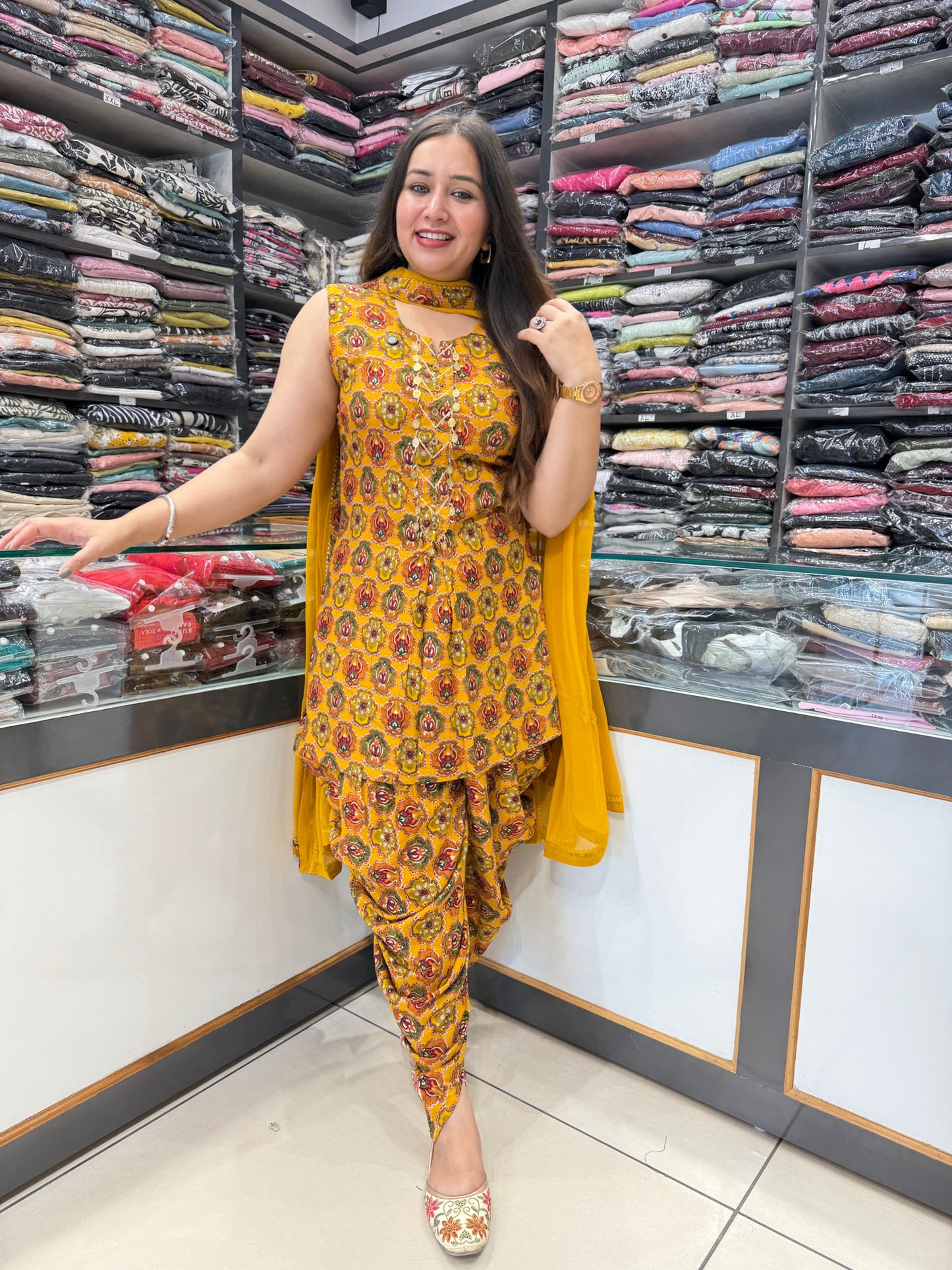 Mustard Dhoti suit set
