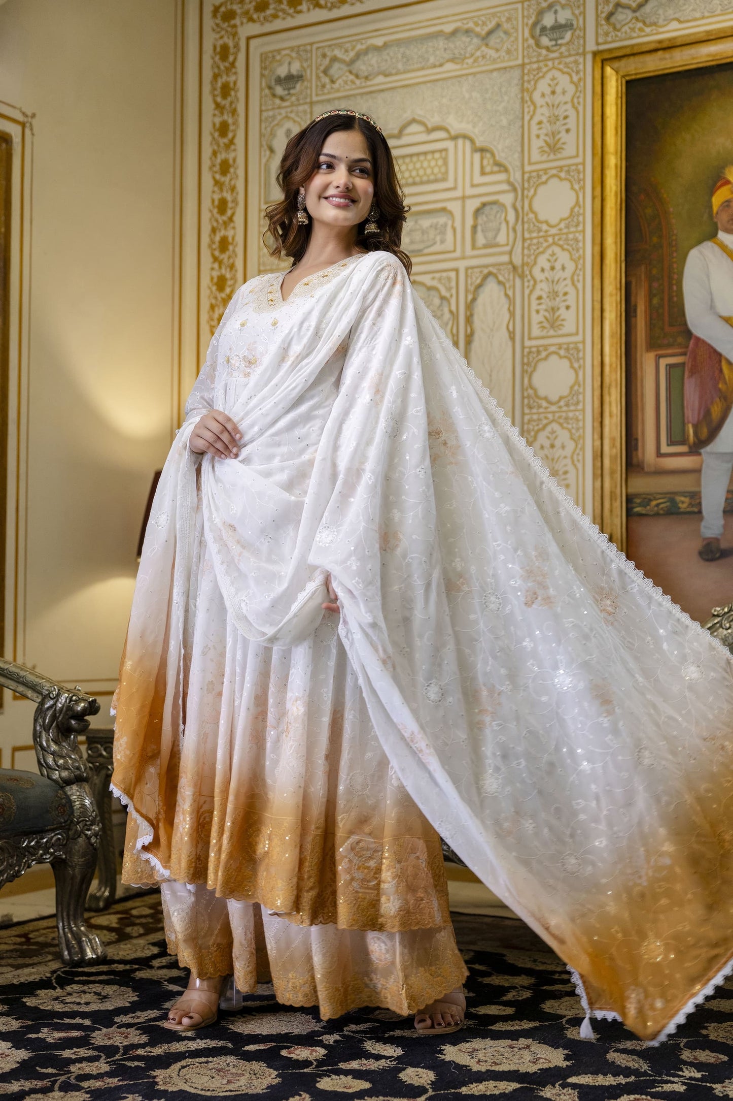 Ombre Georgette Embroidered Anarkali π