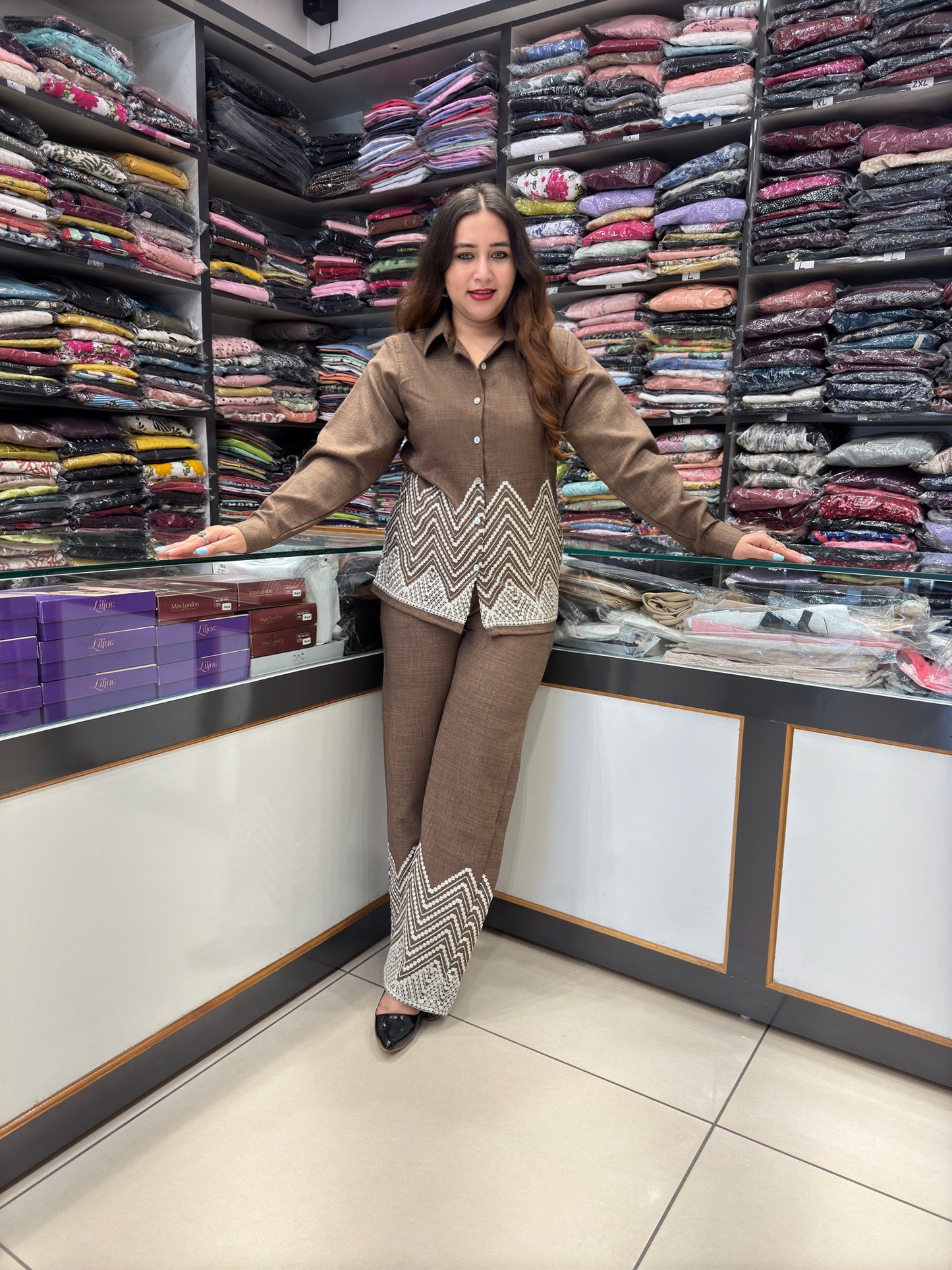 Embroidered khadi co-ord