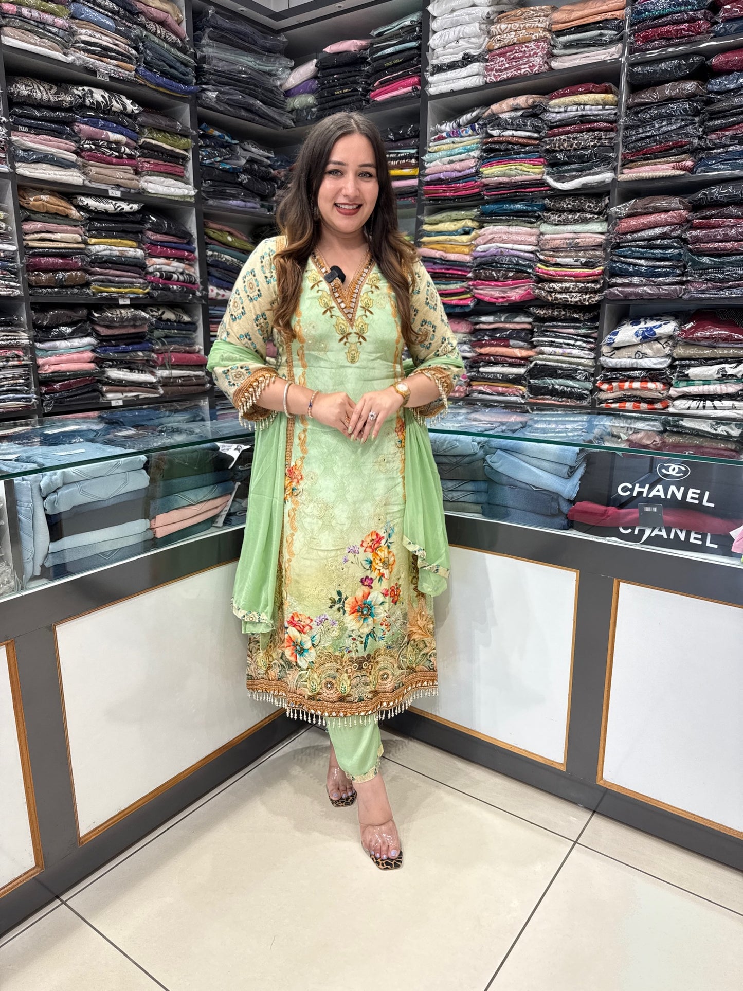π Mint Mirage β Crepe Mirror Flaired Suit Set