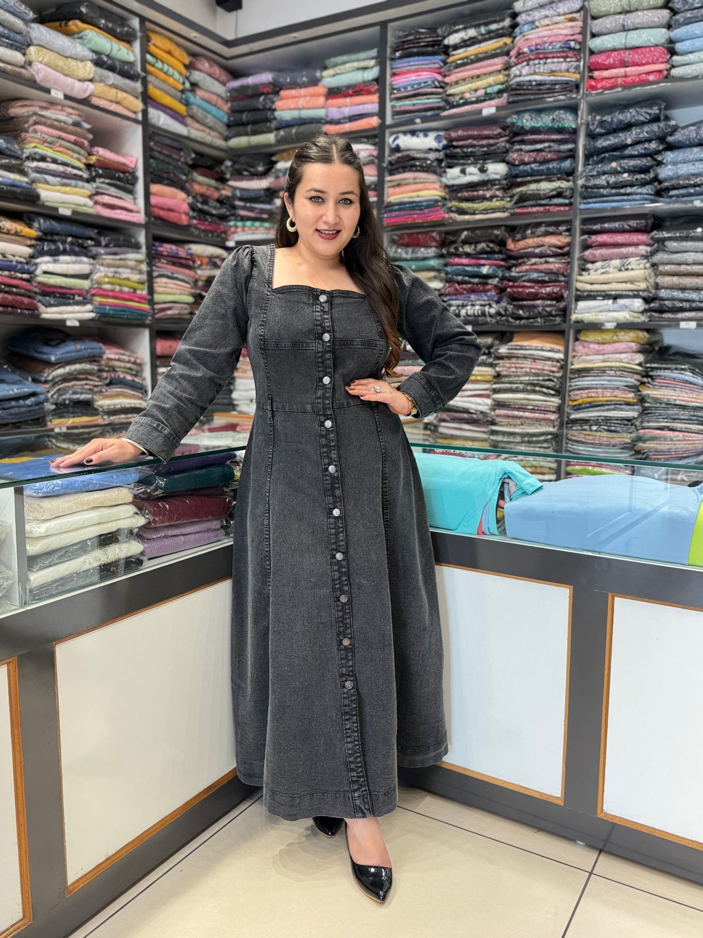 Square Luxe Denim Dress