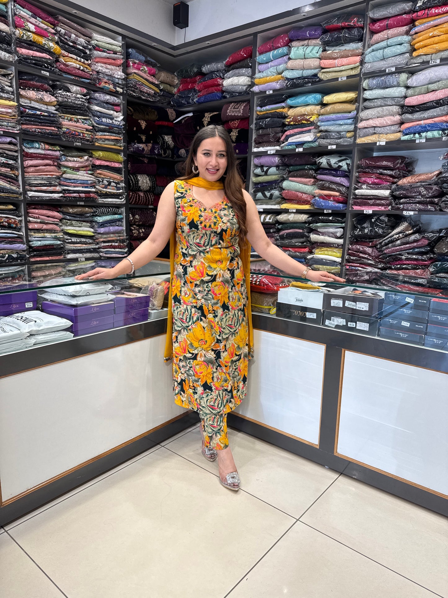 Floral Radiance: A Symphony in Yellow Threads
