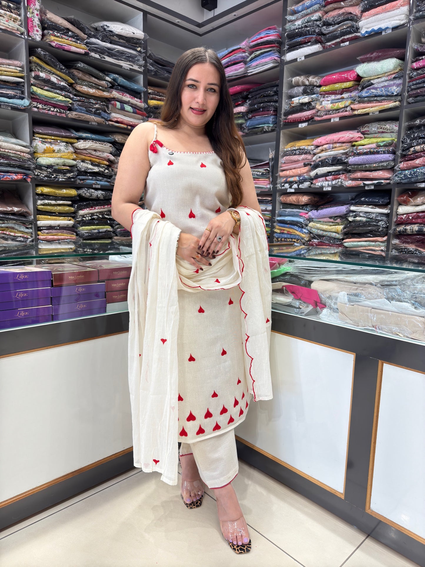 Viral Cute Heart Embroidered Suit ❤️