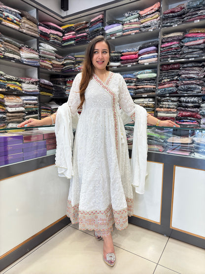 White Beauty Angrakha Anarkali