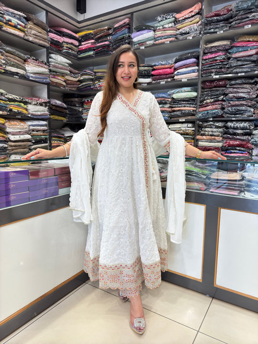 White Beauty Angrakha Anarkali