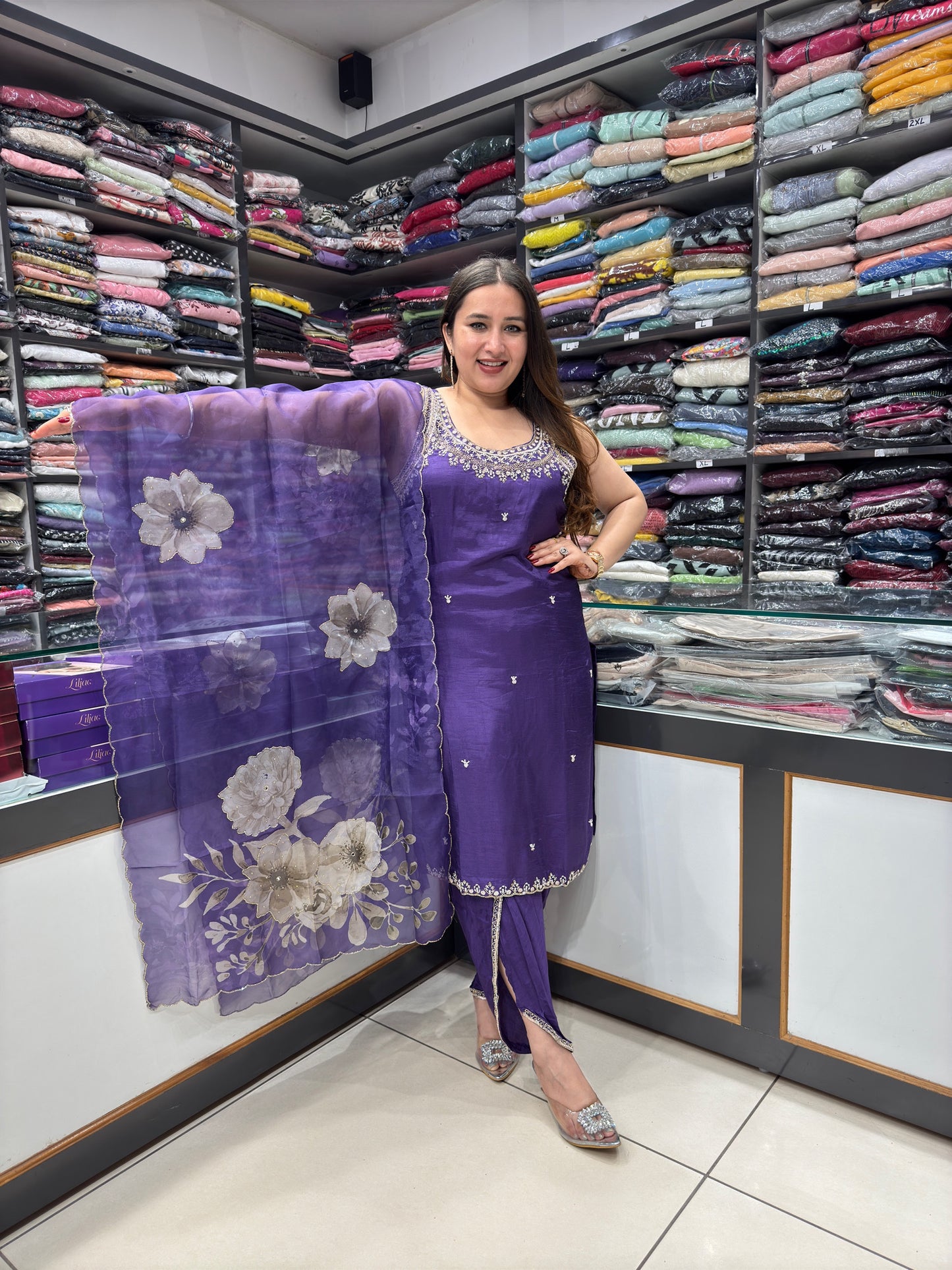 Purple chic dhoti set