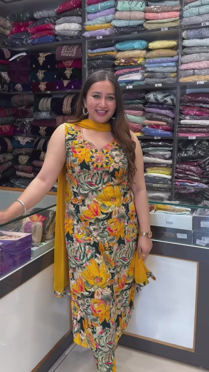 Floral Radiance: A Symphony in Yellow Threads